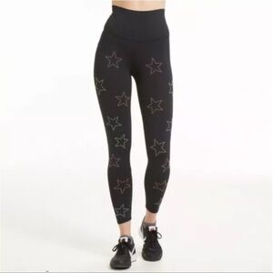 Beach Riot x Soul Cycle Multi Colored Star Embellished Black Leggings XS